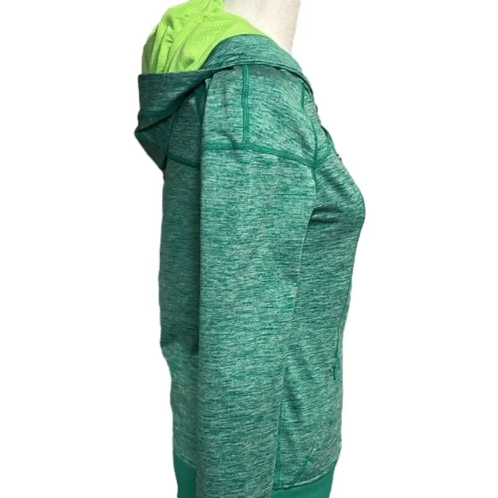 Dick’s LJ Black - low waist zip up workout jacket with hood teal and lime - S